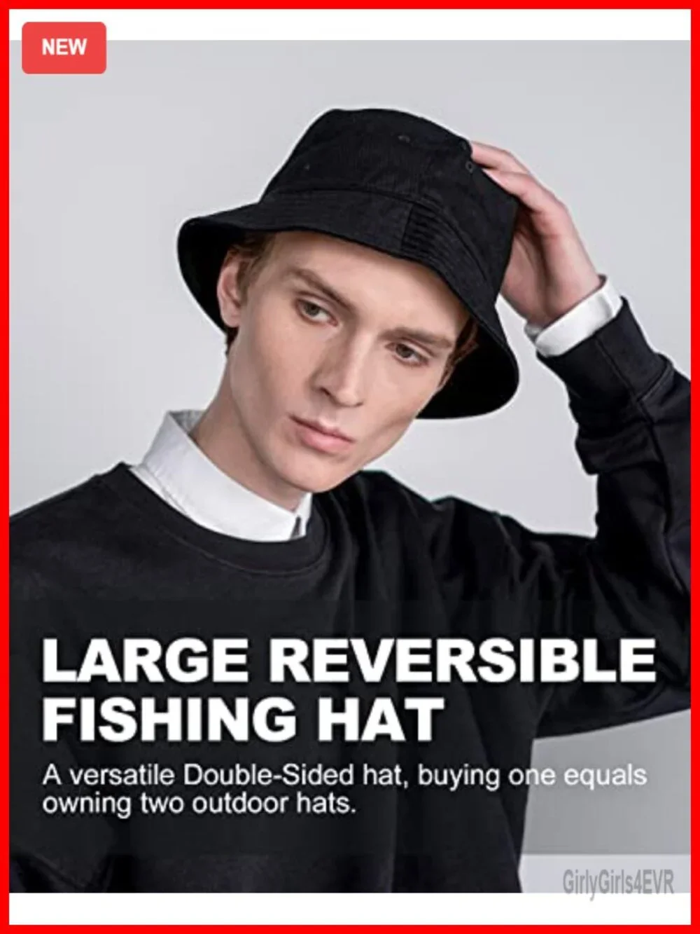 Extra-Large Reversible Bucket Hat for Big Heads Cotton